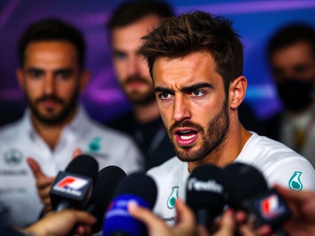 Charles Leclerc In A Tense Press Conference Setting.