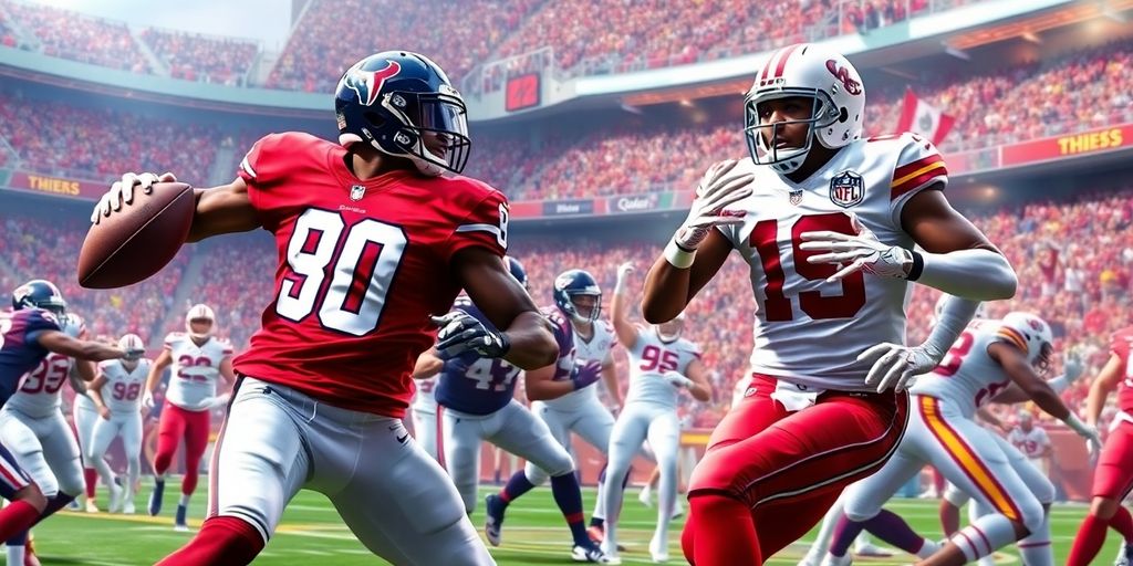 Texans and Chiefs players in action during a football game.