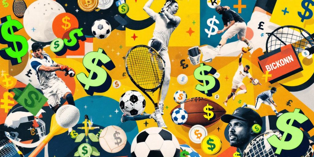 Sports Equipment And Currency Symbols Illustrating Investment Trends.