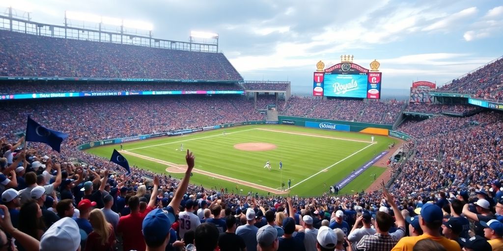 Crowd at Royals game in a lively stadium atmosphere.